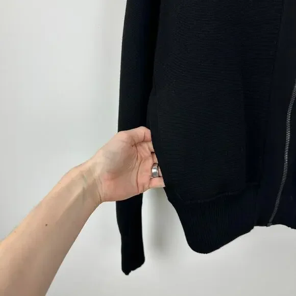 NEW Athleta Sequoia Zip Up Sweater Cardigan Bomber Long Sleeve Black Medium - Picture 10 of 13